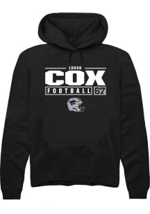 Logan Cox  Rally K-State Wildcats Mens Black Football NIL Stacked Box Long Sleeve Hoodie