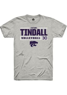 Tatum Tindall  K-State Wildcats Ash Rally NIL Stacked Box Short Sleeve T Shirt