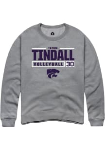Tatum Tindall  Rally K-State Wildcats Mens Graphite NIL Stacked Box Long Sleeve Crew Sweatshirt