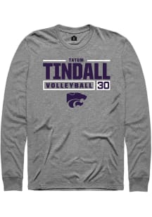 Tatum Tindall  K-State Wildcats Graphite Rally NIL Stacked Box Long Sleeve T Shirt
