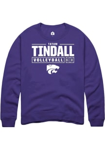 Tatum Tindall  Rally K-State Wildcats Mens Purple NIL Stacked Box Long Sleeve Crew Sweatshirt