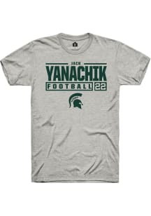 Jack  Yanachik  Michigan State Spartans Ash Rally Football NIL Stacked Box Short Sleeve T Shirt
