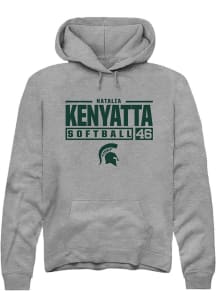 Natalia Kenyatta  Rally Michigan State Spartans Mens Graphite NIL Stacked Box Long Sleeve Hoodie