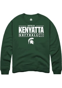 Natalia Kenyatta  Rally Michigan State Spartans Mens Green NIL Stacked Box Long Sleeve Crew Sweats..