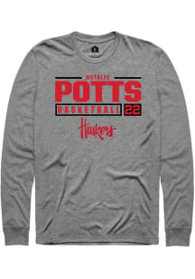 Natalie Potts  Nebraska Cornhuskers Graphite Rally NIL Stacked Box Long Sleeve T Shirt