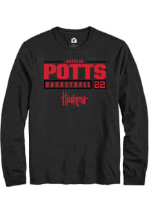 Natalie Potts  Nebraska Cornhuskers Black Rally NIL Stacked Box Long Sleeve T Shirt