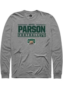 Bryce Parson  Ohio Bobcats Graphite Rally Football NIL Stacked Box Long Sleeve T Shirt