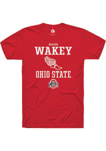 Braden Wakey  Ohio State Buckeyes Red Rally NIL Sport Icon Short Sleeve T Shirt