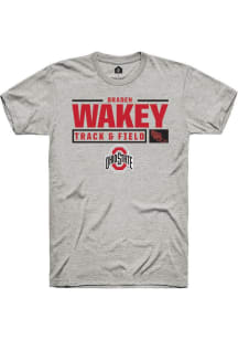 Braden Wakey  Ohio State Buckeyes Ash Rally NIL Stacked Box Short Sleeve T Shirt