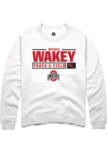 Braden Wakey  Rally Ohio State Buckeyes Mens White NIL Stacked Box Long Sleeve Crew Sweatshirt