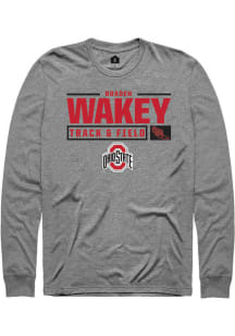 Braden Wakey  Ohio State Buckeyes Graphite Rally NIL Stacked Box Long Sleeve T Shirt
