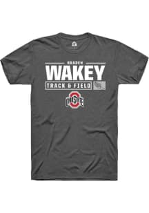 Braden Wakey  Ohio State Buckeyes Dark Grey Rally NIL Stacked Box Short Sleeve T Shirt