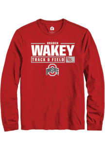 Braden Wakey  Ohio State Buckeyes Red Rally NIL Stacked Box Long Sleeve T Shirt