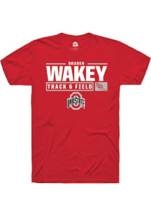 Braden Wakey  Ohio State Buckeyes Red Rally NIL Stacked Box Short Sleeve T Shirt