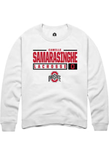 Camille Samarasinghe  Rally Ohio State Buckeyes Mens White NIL Stacked Box Long Sleeve Crew Sweats..