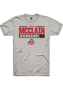 Jaylen McClain  Ohio State Buckeyes Ash Rally Football NIL Stacked Box Short Sleeve T Shirt