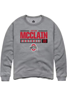 Jaylen McClain  Rally Ohio State Buckeyes Mens Graphite Football NIL Stacked Box Long Sleeve Crew..