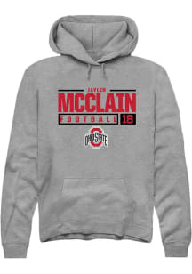 Jaylen McClain  Rally Ohio State Buckeyes Mens Graphite Football NIL Stacked Box Long Sleeve Hoodi..