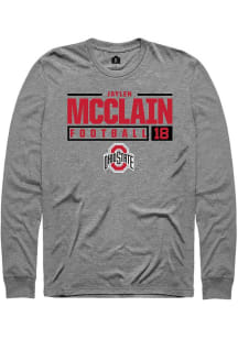Jaylen McClain  Ohio State Buckeyes Graphite Rally Football NIL Stacked Box Long Sleeve T Shirt