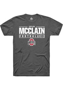 Jaylen McClain  Ohio State Buckeyes Dark Grey Rally Football NIL Stacked Box Short Sleeve T Shirt