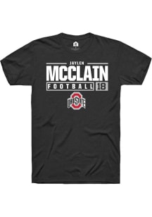 Jaylen McClain  Ohio State Buckeyes Black Rally Football NIL Stacked Box Short Sleeve T Shirt