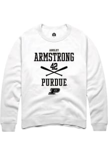 Ansley Armstrong  Rally Purdue Boilermakers Mens White NIL Sport Icon Long Sleeve Crew Sweatshirt