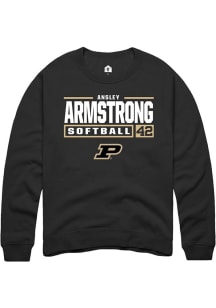 Ansley Armstrong  Rally Purdue Boilermakers Mens Black NIL Stacked Box Long Sleeve Crew Sweatshirt