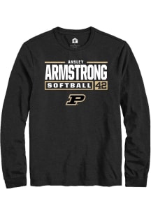 Ansley Armstrong  Purdue Boilermakers Black Rally NIL Stacked Box Long Sleeve T Shirt