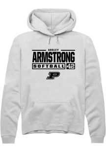 Ansley Armstrong  Rally Purdue Boilermakers Mens White NIL Stacked Box Long Sleeve Hoodie