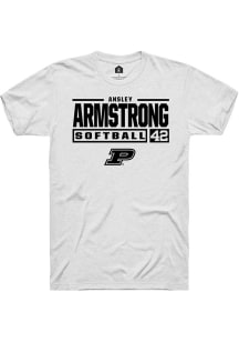 Ansley Armstrong  Purdue Boilermakers White Rally NIL Stacked Box Short Sleeve T Shirt