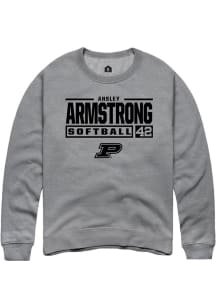 Ansley Armstrong  Rally Purdue Boilermakers Mens Graphite NIL Stacked Box Long Sleeve Crew Sweatsh..