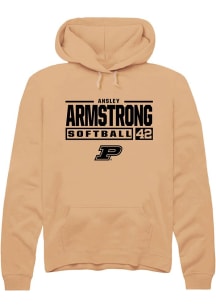 Ansley Armstrong  Rally Purdue Boilermakers Mens Gold NIL Stacked Box Long Sleeve Hoodie