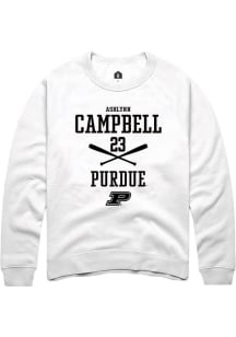Ashlynn Campbell  Rally Purdue Boilermakers Mens White NIL Sport Icon Long Sleeve Crew Sweatshirt