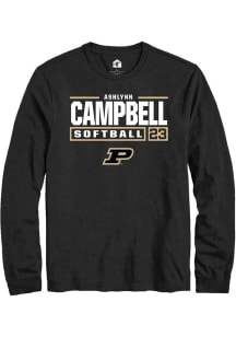 Ashlynn Campbell  Purdue Boilermakers Black Rally NIL Stacked Box Long Sleeve T Shirt