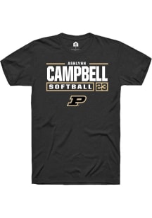 Ashlynn Campbell  Purdue Boilermakers Black Rally NIL Stacked Box Short Sleeve T Shirt