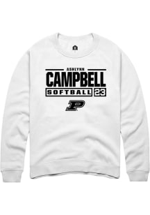 Ashlynn Campbell  Rally Purdue Boilermakers Mens White NIL Stacked Box Long Sleeve Crew Sweatshirt