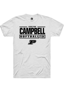 Ashlynn Campbell  Purdue Boilermakers White Rally NIL Stacked Box Short Sleeve T Shirt