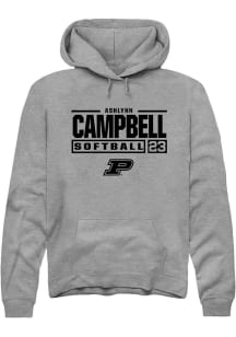 Ashlynn Campbell  Rally Purdue Boilermakers Mens Graphite NIL Stacked Box Long Sleeve Hoodie