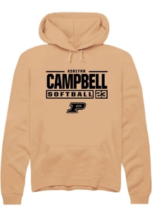 Ashlynn Campbell  Rally Purdue Boilermakers Mens Gold NIL Stacked Box Long Sleeve Hoodie