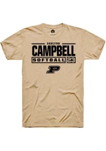 Ashlynn Campbell  Purdue Boilermakers Gold Rally NIL Stacked Box Short Sleeve T Shirt