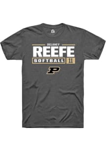 Delaney Reefe  Purdue Boilermakers Dark Grey Rally NIL Stacked Box Short Sleeve T Shirt