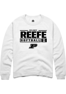 Delaney Reefe  Rally Purdue Boilermakers Mens White NIL Stacked Box Long Sleeve Crew Sweatshirt