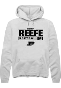 Delaney Reefe  Rally Purdue Boilermakers Mens White NIL Stacked Box Long Sleeve Hoodie