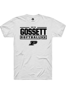 Julia Gossett  Purdue Boilermakers White Rally NIL Stacked Box Short Sleeve T Shirt