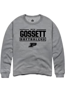 Julia Gossett  Rally Purdue Boilermakers Mens Graphite NIL Stacked Box Long Sleeve Crew Sweatshirt