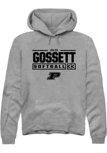 Julia Gossett  Rally Purdue Boilermakers Mens Graphite NIL Stacked Box Long Sleeve Hoodie