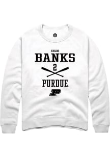 Khloe Banks  Rally Purdue Boilermakers Mens White NIL Sport Icon Long Sleeve Crew Sweatshirt