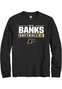 Khloe Banks  Purdue Boilermakers Black Rally NIL Stacked Box Long Sleeve T Shirt