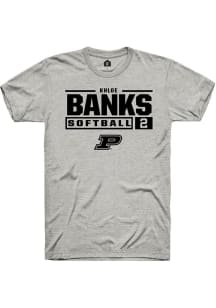 Khloe Banks  Purdue Boilermakers Ash Rally NIL Stacked Box Short Sleeve T Shirt