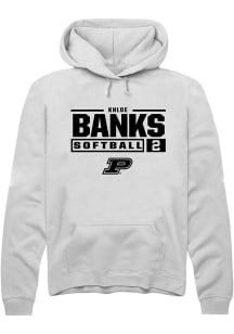 Khloe Banks  Rally Purdue Boilermakers Mens White NIL Stacked Box Long Sleeve Hoodie